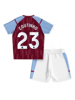 Aston Villa Philippe Coutinho #23 Heimtrikotsatz für Kinder 2023-24 Kurzarm (+ Kurze Hosen)